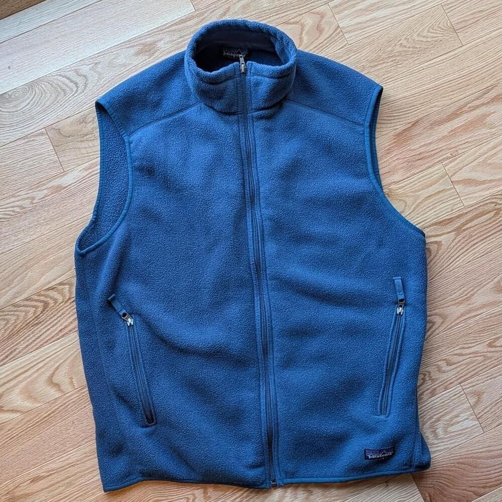 Vintage Patagonia Synchilla blue full zip collared fleece vest